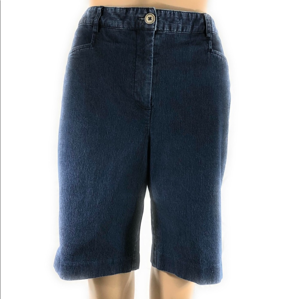 Kim Rogers Shorts Sz 8 Stretch Denim Bermuda Flat